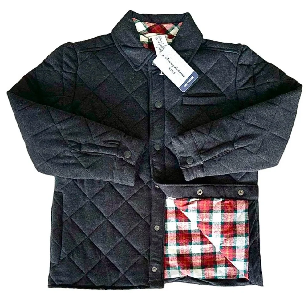 Tommy Bahama Quilted Jacket W/ Flannel lining Size Medium Charcoal Gray NWT - Picture 1 of 11